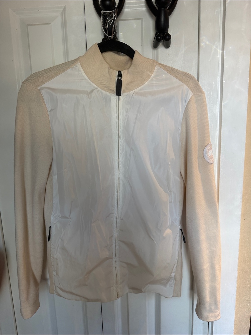 Canada Goose Merino Wool Cream Lightweight Zip-Up Sweater